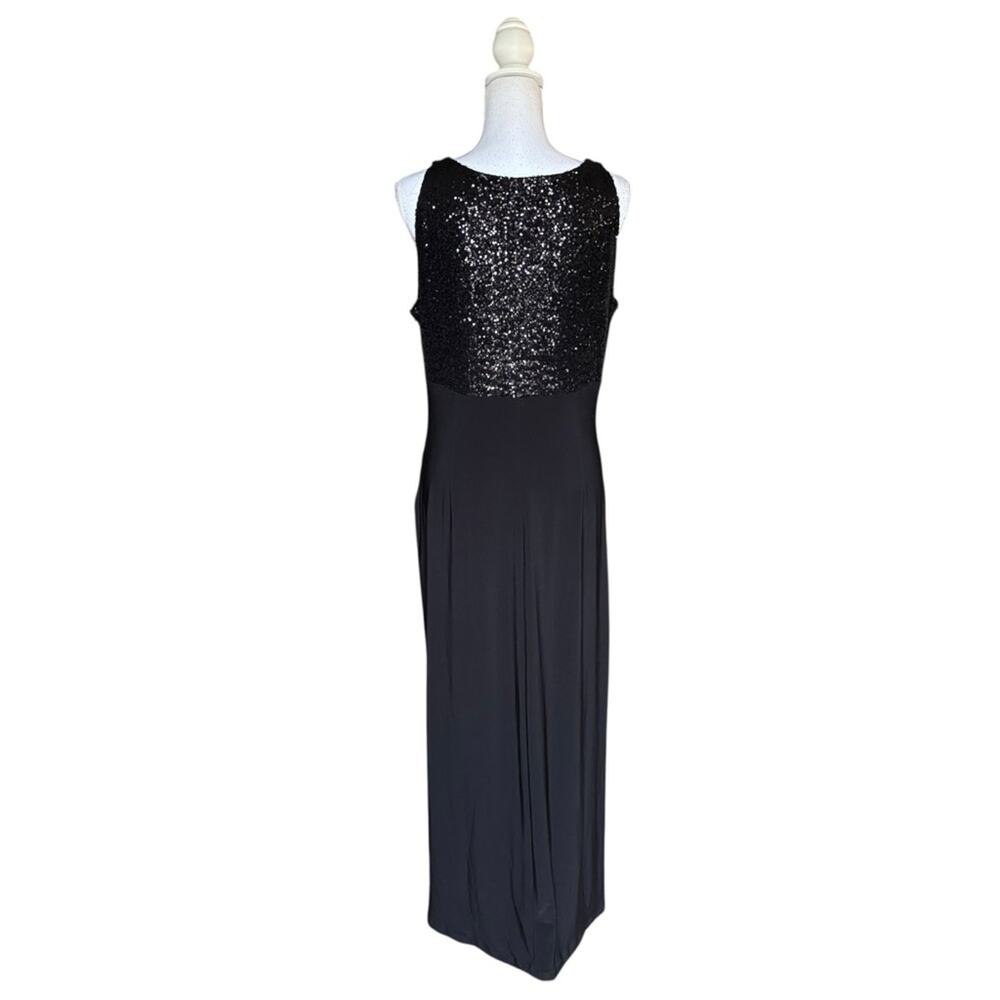 Lauren Ralph Lauren Evening Sequin Black Maxi Dress- Size 14 - Picture 5 of 9